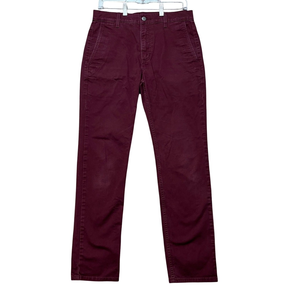 Levi's 511 Slim Fit Pants Men 30x32 Burgundy Maroon Stretch Chino Flat Front EUC